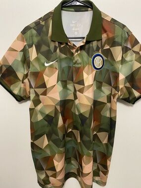 Nike Men's Camouflage Geo-Print Polo Shirt - Olive Green & Tan